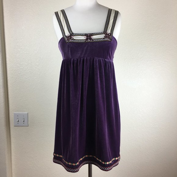 Free People Purple Amethyst Velvet Boho Dress - Picture 2 of 7
